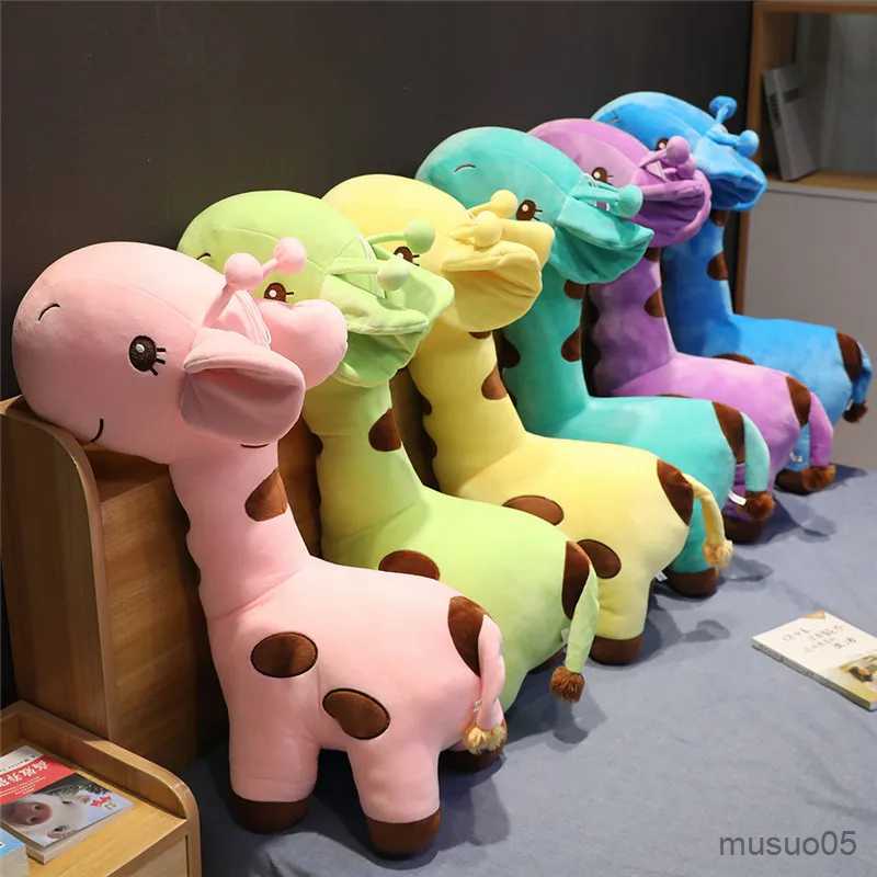 Christmas Toy Supplies 1pc Big Giraffe Plush Toys Soft Stuffed Cartoon Animal Deer Dolls Sofa Decoration Baby Kids Birthday Christmas Gifts R231012