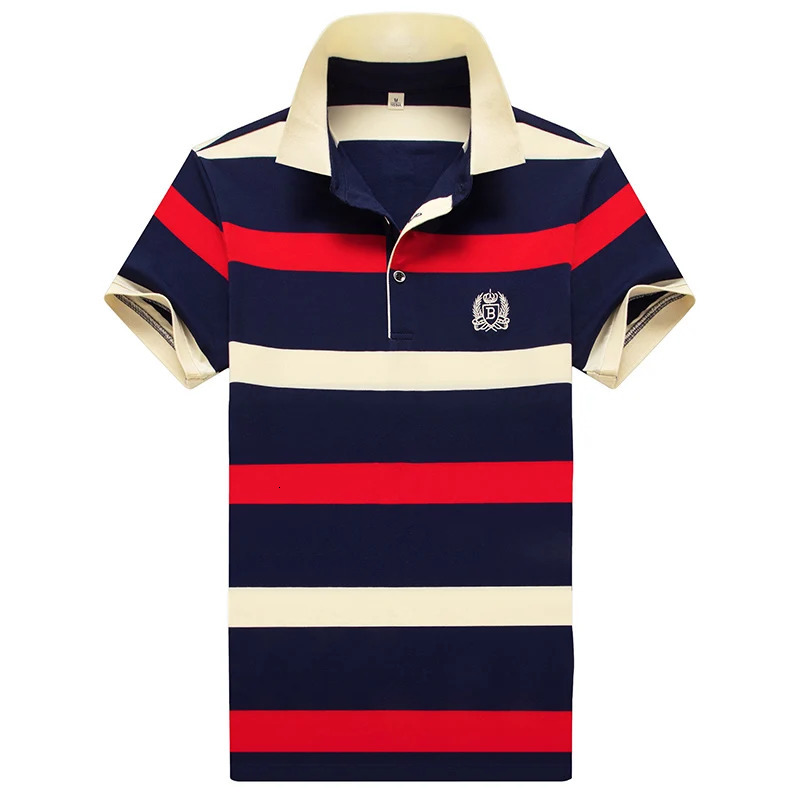 Men's Polos Summer Short Sleeve Polo Shirts Men TShirt 2023 Cotton Striped Embroidered Business Casual Men''s Clothing Male Tees 231011