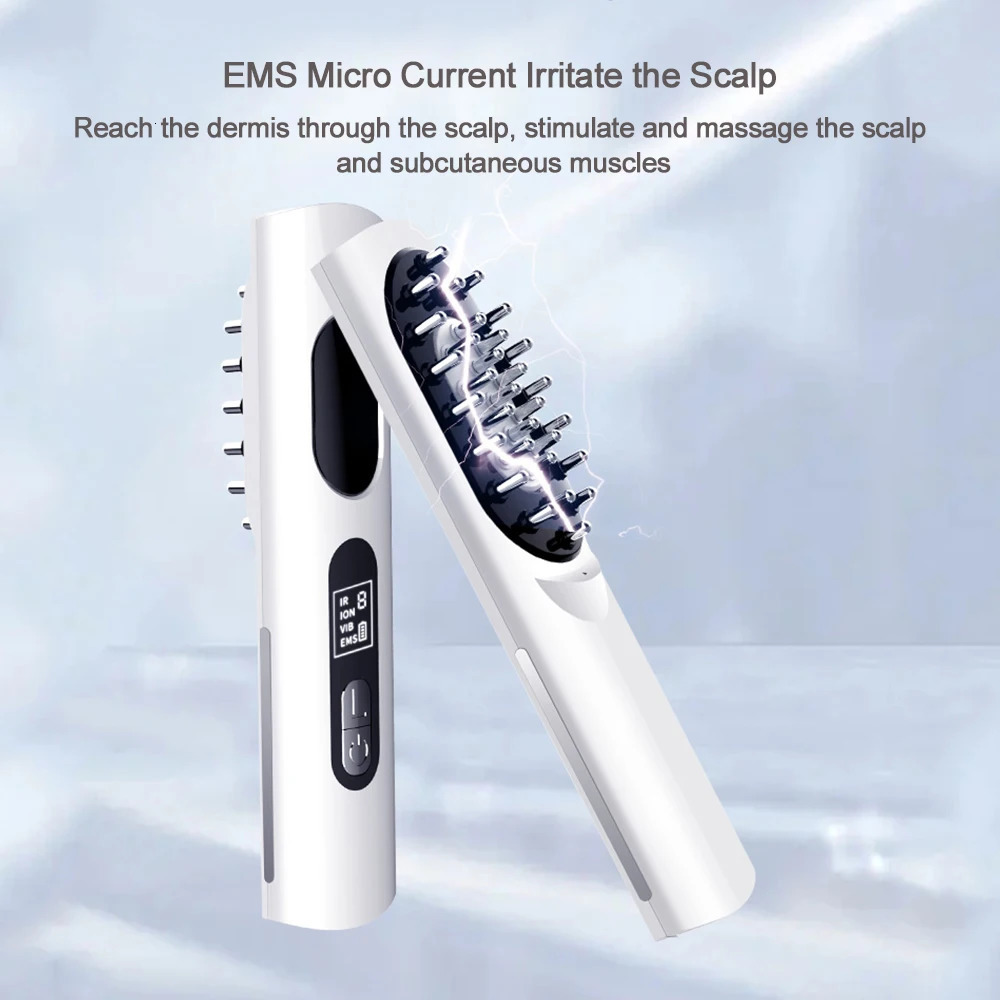 Hair Brushes EMS Electric Massage Comb Vibration LED Red Light Therapy Hair Tens Pulse Massage Scalp Brush for Hair Growth Anti Hair Loss 231012