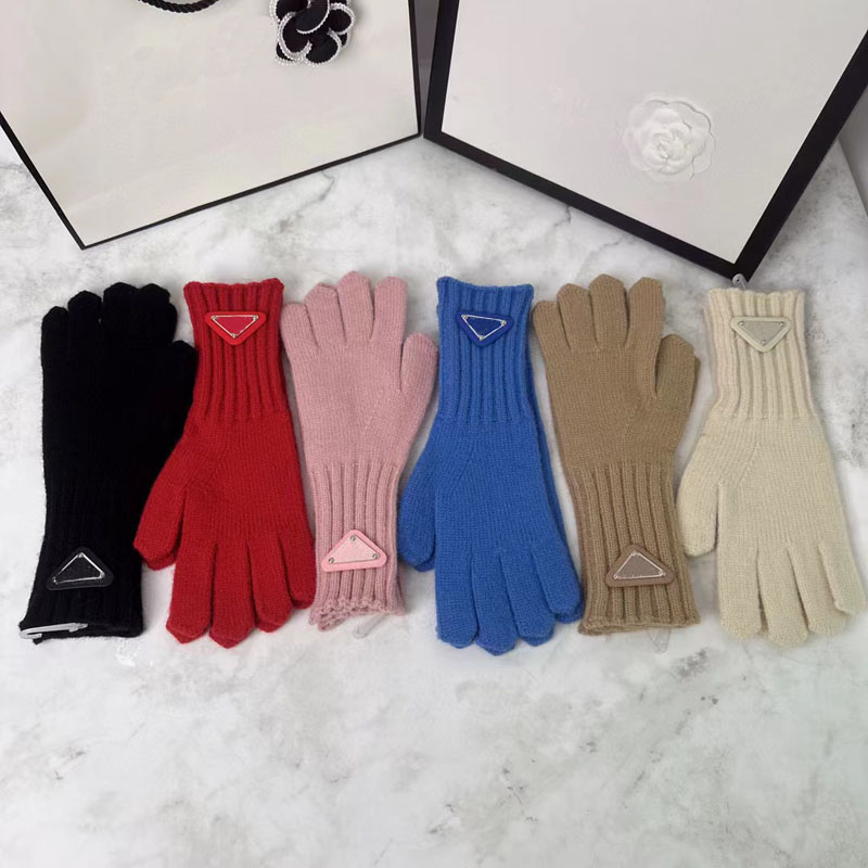 P Knit gloves Mittens For women Designer Womens Winter Mitten Thick Warm Cycling Driving glove inside Ski Gloves