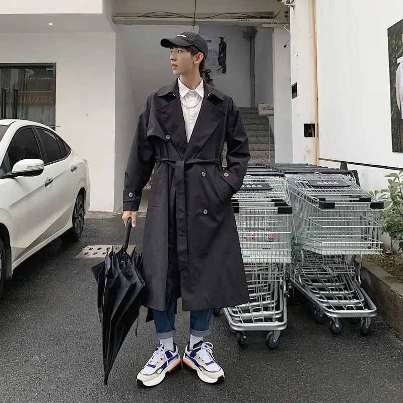 Men's Wool Blends Gmiixder Kpop Windbreaker Korean Trend Mid Length Handsome Over Knee Coat British Autumn Winter Couple Elegant Cloak 231011