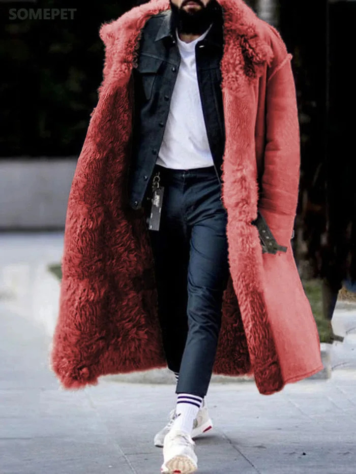 Men's Wool Blends Winter Product Extended Thicken Coat Lapel Frosted Fleece Long Sleeve Warm Cotton Four Colors 231011