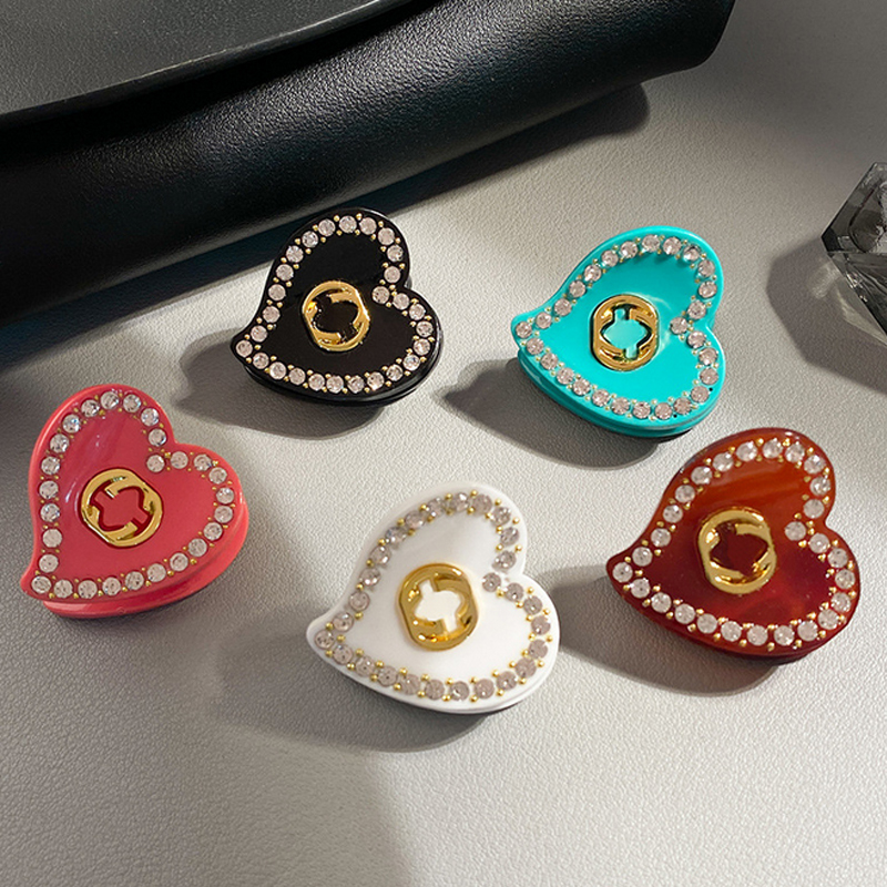 Cute Crystal Heart Hair Claw Acrylic Heart Letter Claw Clip Clamps Multicolor