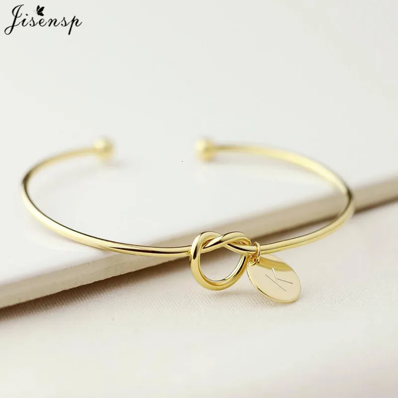 Bangle Jisensp Personalize A Z Knot Initial Bracelets Bangles 26 Letter Open Armband Cuff for Women Bridesmaid Jewelry Pulseira 231012