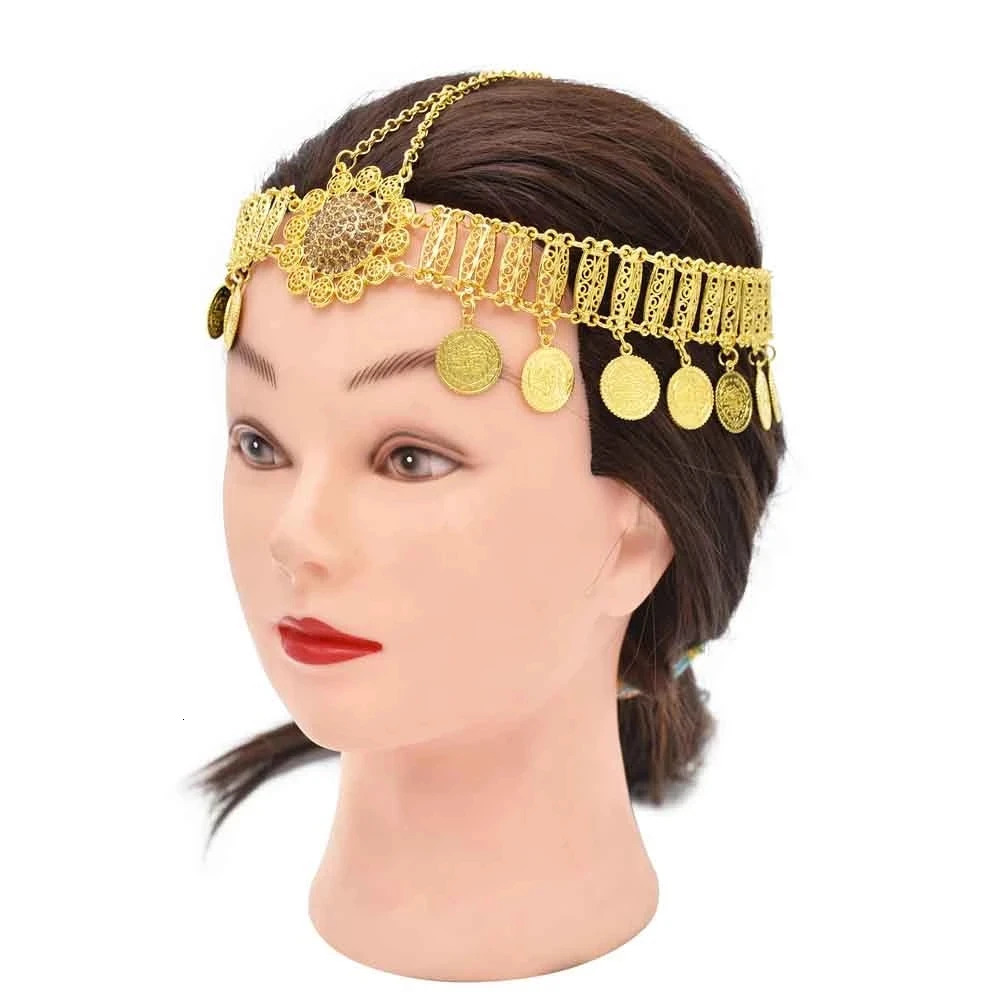 Hair Clips Barrettes Boho India Coin Ethnic Tribal Accessories Heart Crystal Flower Head Chains Gypsy Afghan Turkish Tiara Bride Wedding Jewelry 23101