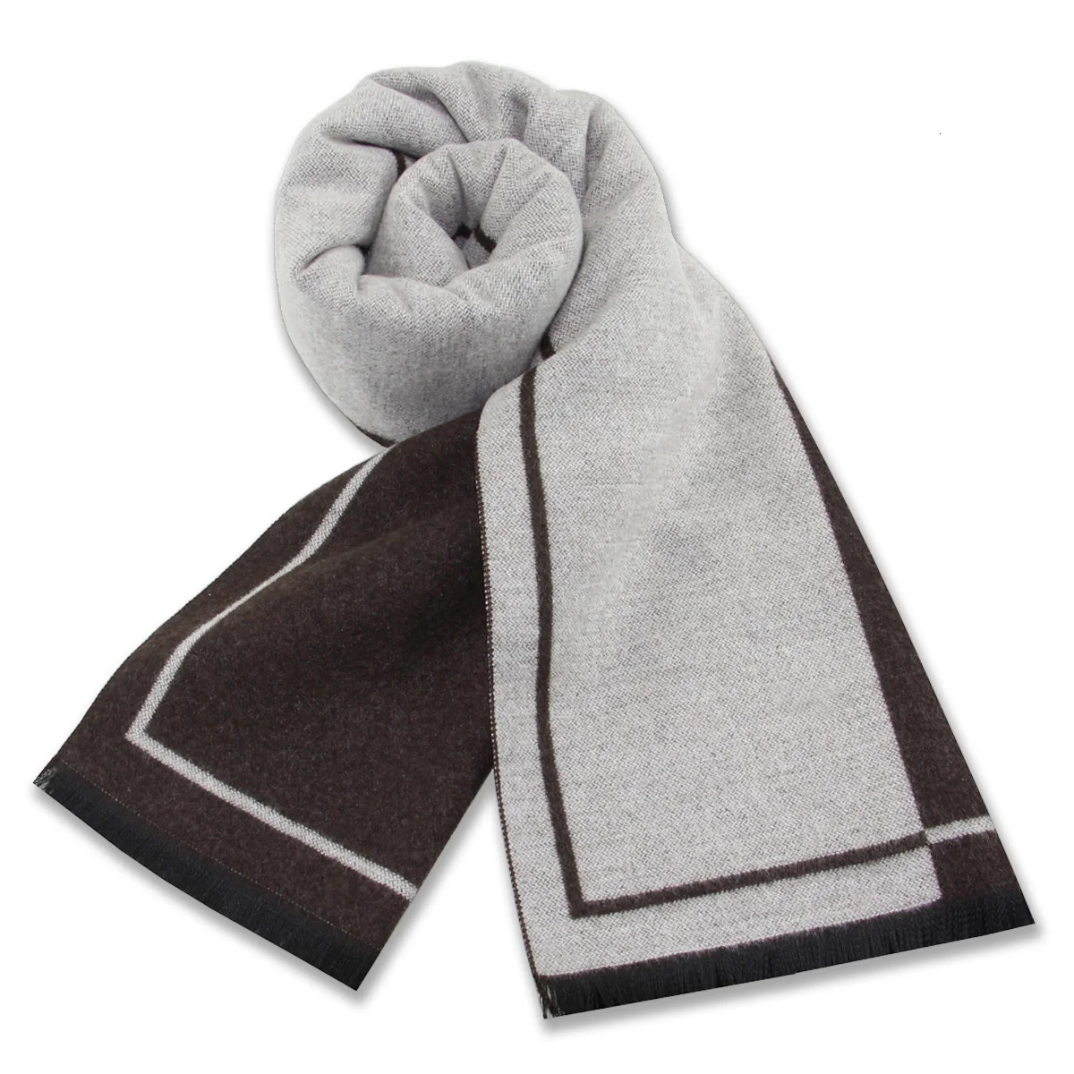 Scarves Cashmere Wool Men Scarves Warm Winter Man Scarf Charcoal Grey Wool Scarves Comfort Dual Color Fashion Casual Wear 231011