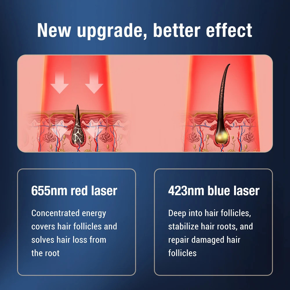 Hair Brushes Electric Head Massage Comb Anti Hair Loss Infrared Hair Growth Comb Scalp Massager Red Blue Light Treatment Head Scalp Massage 231012