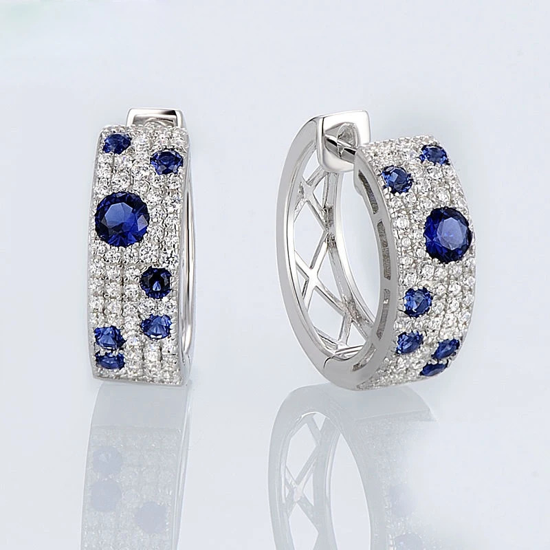 Stud Gorgeous Blue zircon Nano CZ Earring wedding party engagement Genuine blue Jewelry 231012