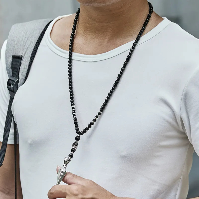 Chokers Tailxy Classic Pendant Necklace For Men Handmade 6mm Beads Jewelry Gift Drop 231012