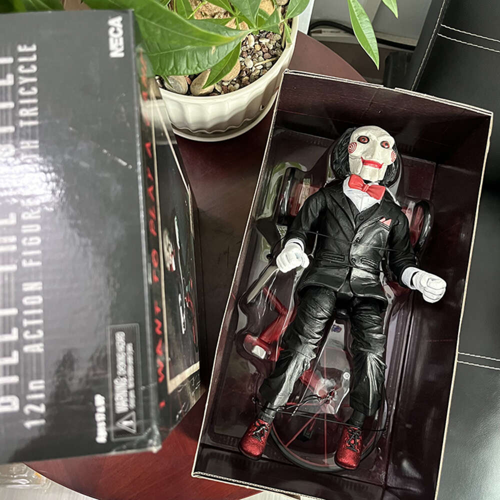 Mascot Costumes Original Neca Figure Saw Billy the Puppet on with Tricycle 30cm Action Figure Model Toys Christmas Present for Boyfriend