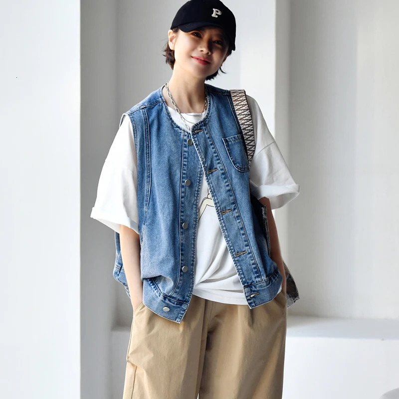 Women's Jackets MICOCO V6269C Korean version of aging lovely single pocket two color wash denim loose leisure jacket women 231011