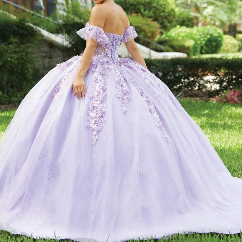 Lilac Sweetheart Quinceanera Dresses Off the Shoulder Applique Lace Beads Mexican XV Girls Pageant Gowns vestidos de 15 anos