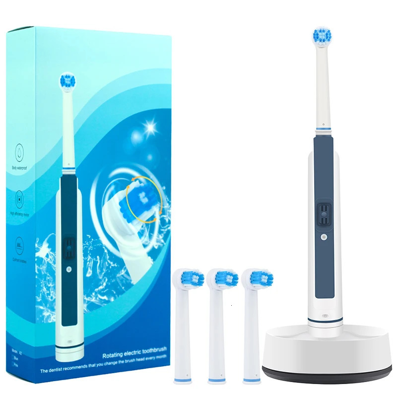 Toothbrush Rotary Electric Toothbrush with Base Rechargeable Dental Automatic High Frequency Vibration Tartar Stains Remove Teeth Whitening 231012