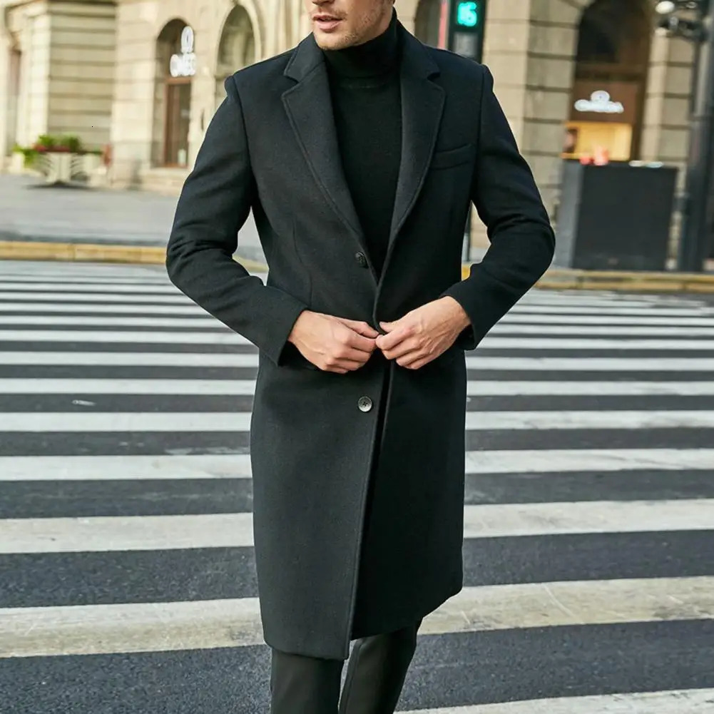 Men's Wool Blends Korean Trend Loose Casual Singlebreasted Overcoat Autumn Winter Fashion Long Sleeve Woolen Coat 2023 231011