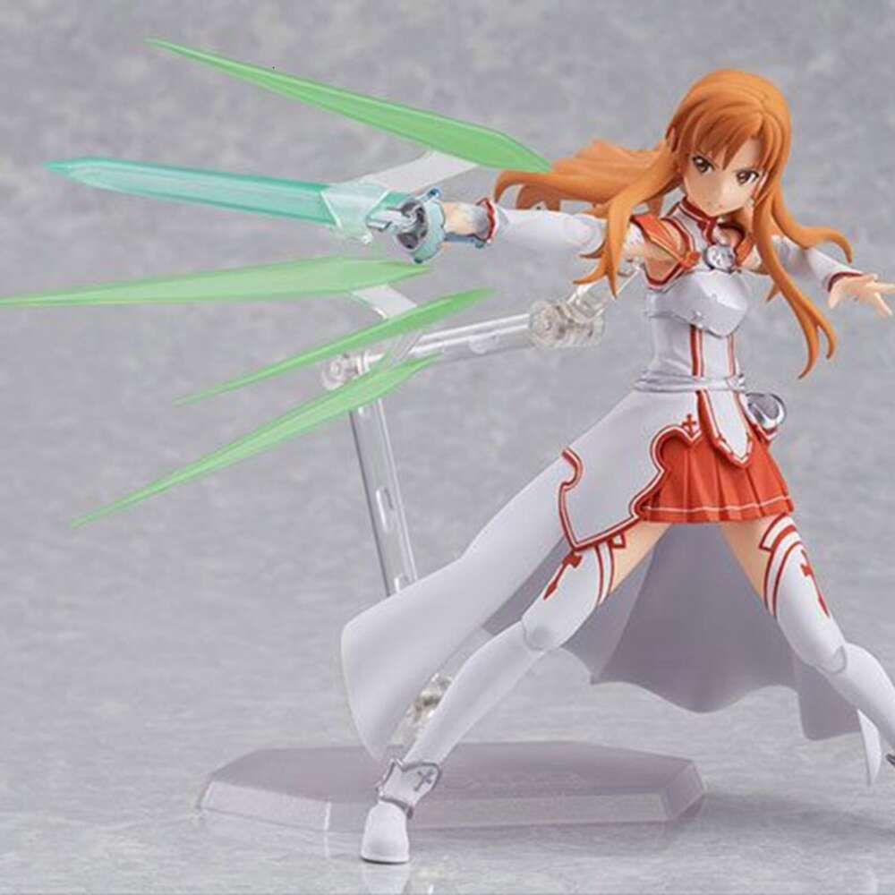 Mascot Costumes 14cm Sword Art Online Action Figure Yuuki Asuna Fighting Form Standing Model Changeable Face Toys for Children Pvc Gift Doll
