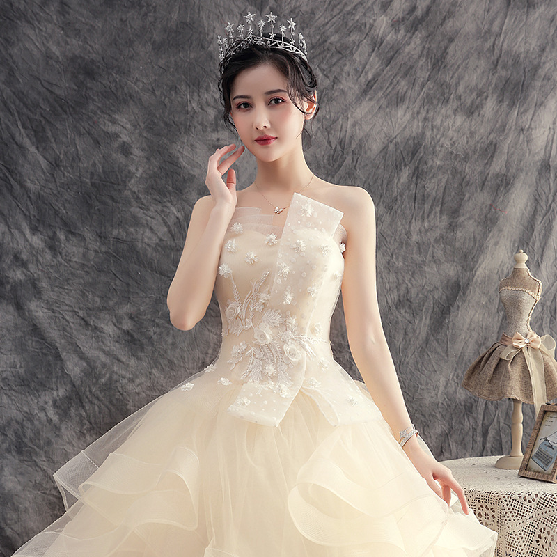Wedding Dresses Champagne Color Off Shoulder bridal gown new style Wedding Boutiques