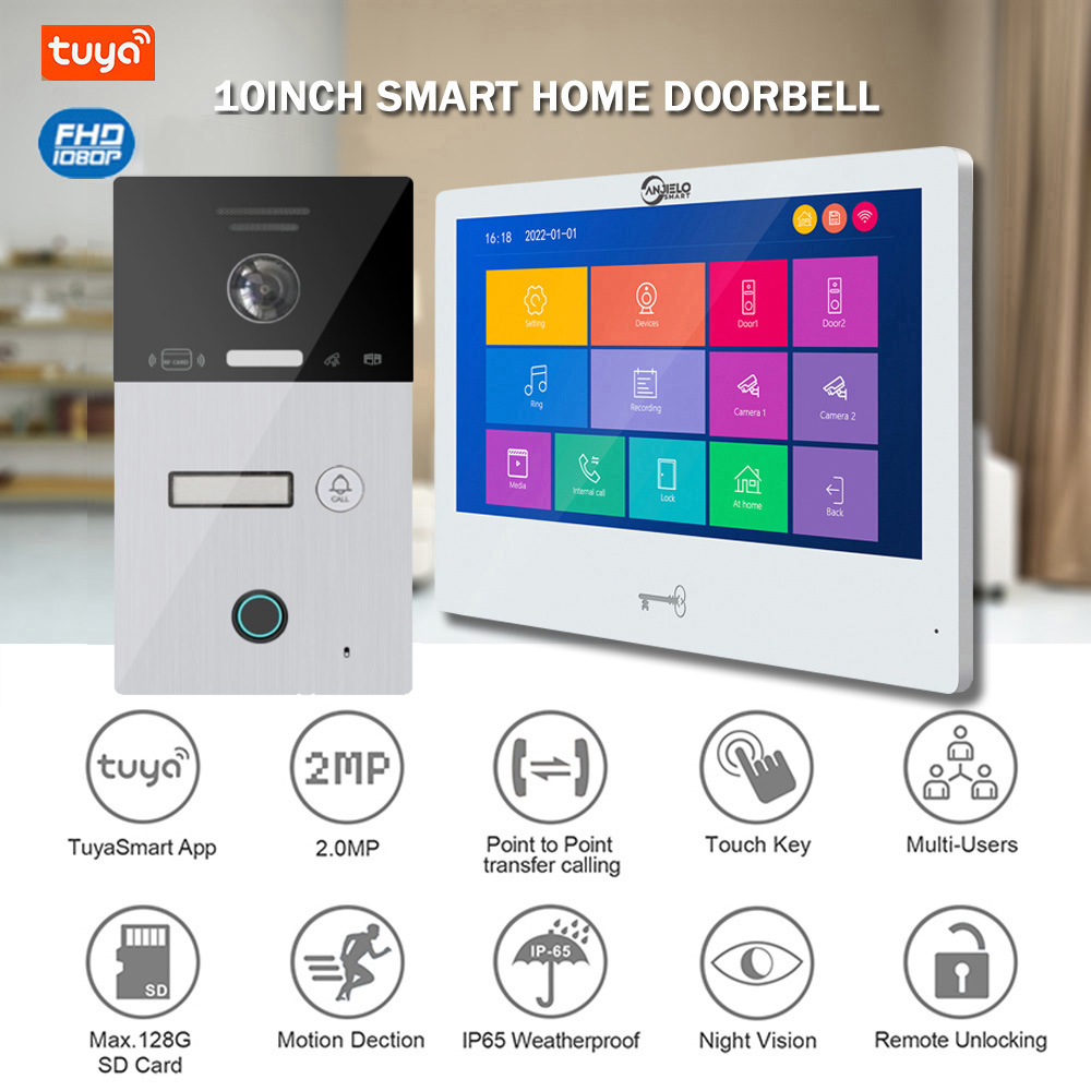 Tuya Wifi Smart Video Intercom System Interphone Security Doorbell 10inch 1080P Screen With Motion Detection For Home Apartment