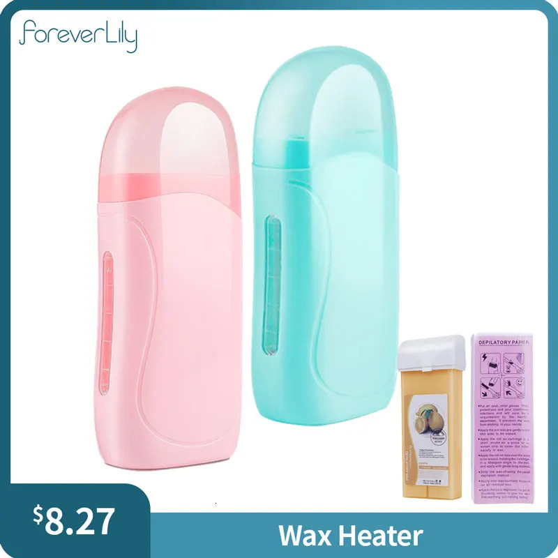 Epilator foreverlily 3in1 Pink Roll On Depilatory Wax Heater Face Body Hair Removal Epilator Wax Heating Machine with Waxing Strips Paper 231013