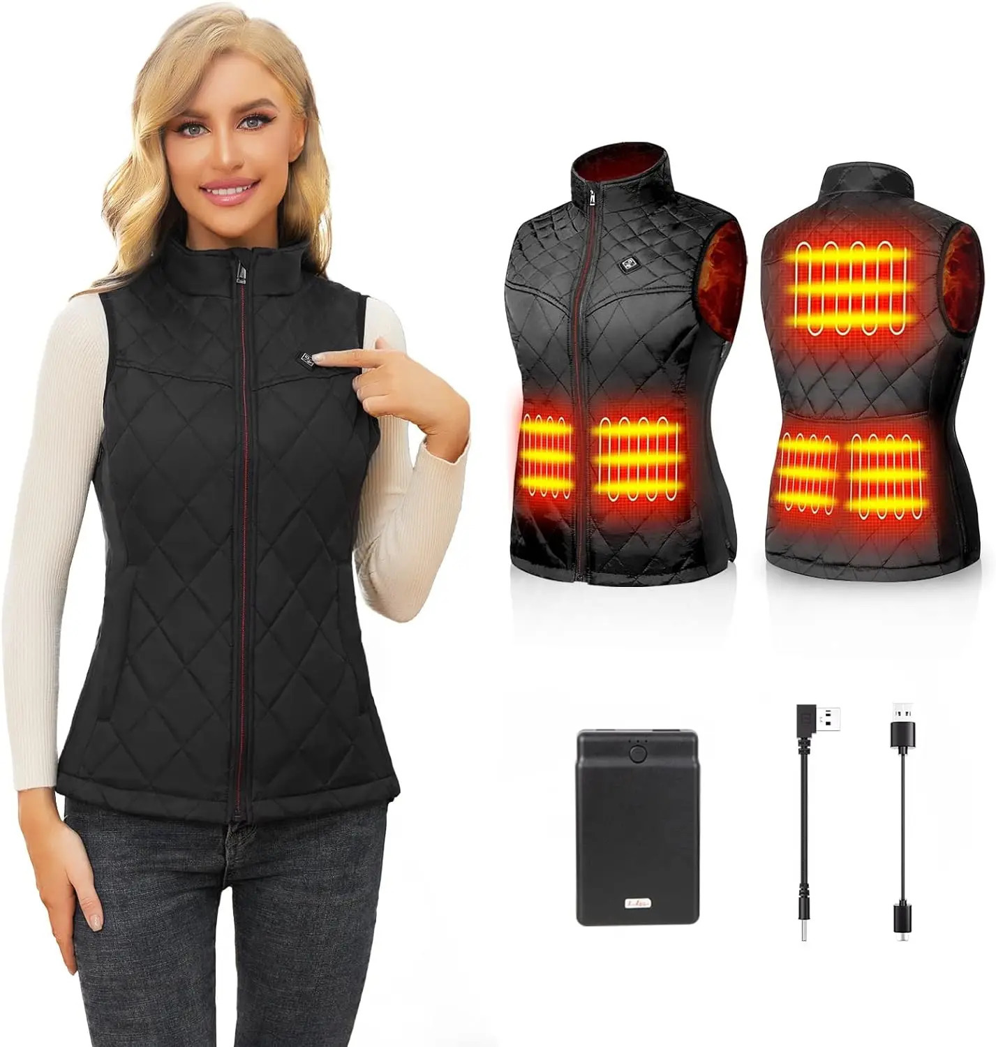 Women's Vests Heated Vest for Women with Battery Jacket Rechargeable USB CoatRegular and Plus Sizes 231012