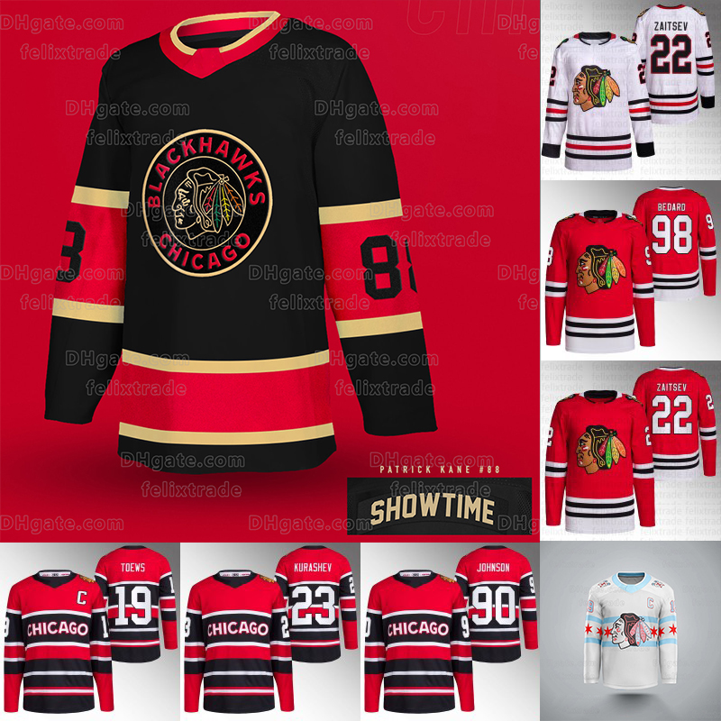 Nikita Zaitsev Chicago 2023 Reverse Retro Blackhawks Jersey Patrick Kane Sam Lafferty Reese Johnson Connor Murphy Tyler Johnson Alec Regula Philipp Kurashev