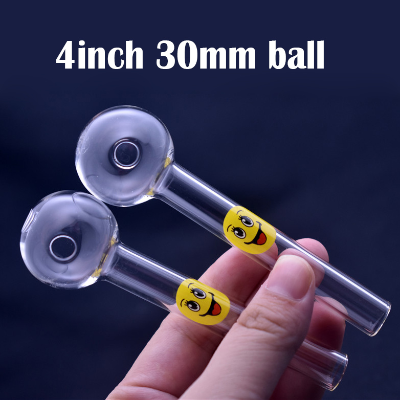 Face 4 Inches 30mm Ball Glass Smoking Pipe Colourful Water Pipe Thick Pyrex Glass Oil Burner Pipes Tube Glasses Pipe
