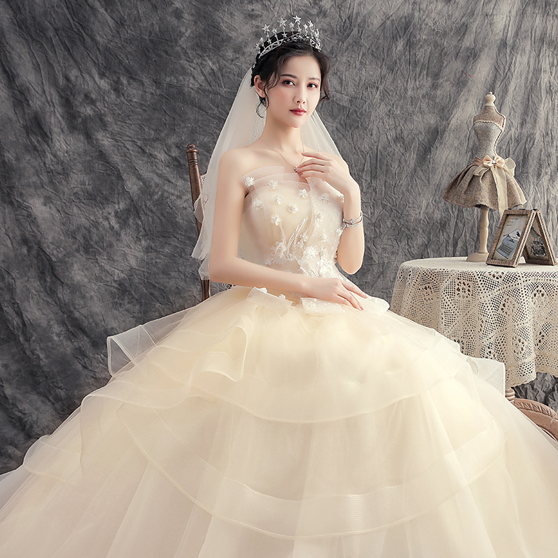 Wedding Dresses Champagne Color Off Shoulder bridal gown new style Wedding Boutiques
