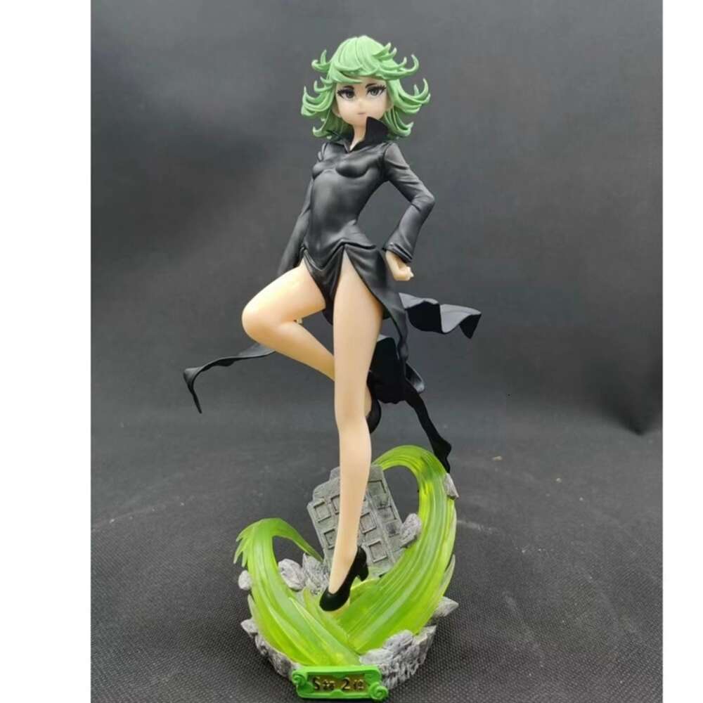 Mascot Costumes 22cm Figure Anime One Punch-man Tatsumaki Shivering Sexy Black Dress Standding Pose Dolls Toy Gift Collect Pvc Material