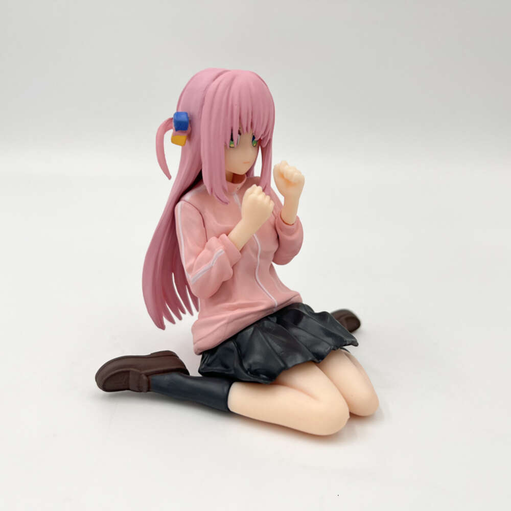Mascot Costumes 8cm Bocchi the Rock Anime Figure Hitori Gotoh Kawaii Sitting Position Girl Action Figure Collectible Model Classic Ornament Toy