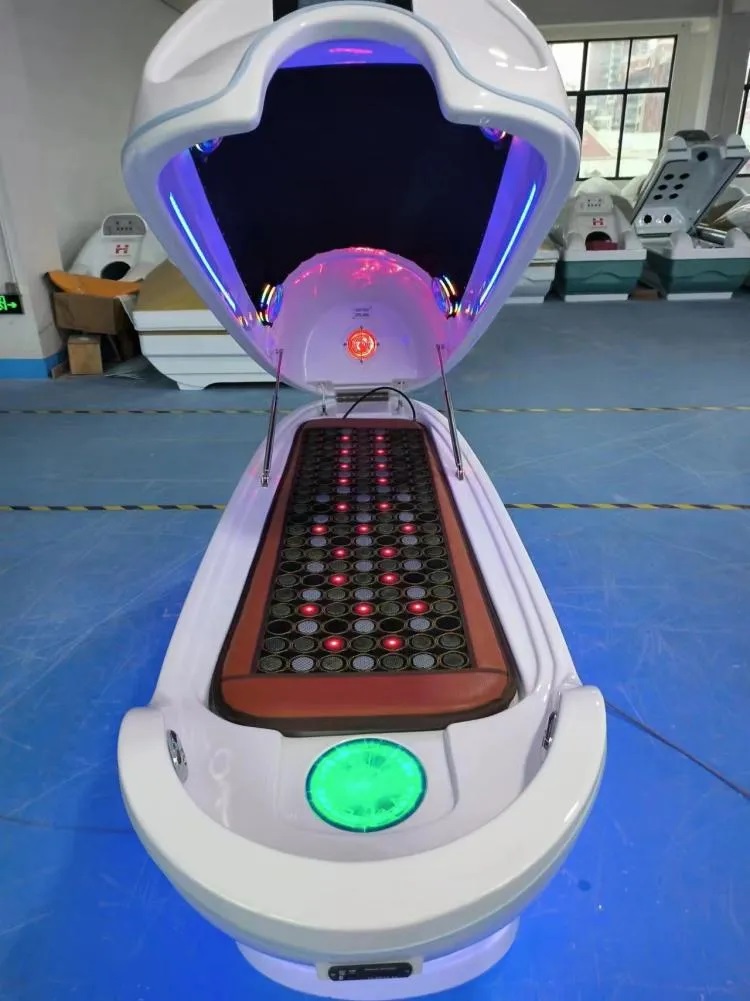Acrylic Infrared Spa Capsule Thermal Energy Lymphatic Drainage Capsule Ozone Therapy Spa Pod Beauty Cabin Sauna Bluetooth-Music Massage Detox Bed