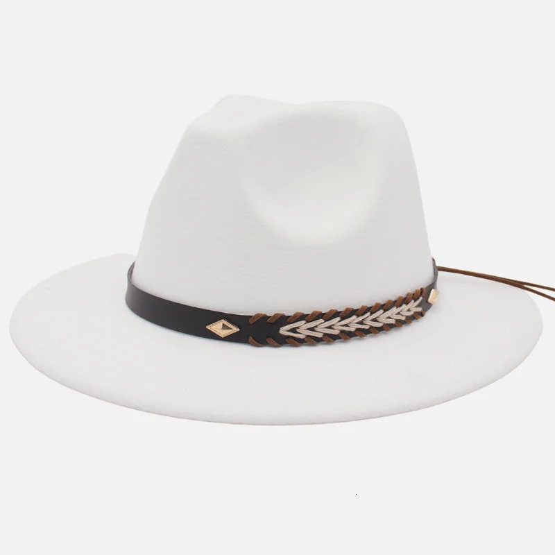 Wide Brim Hats Bucket Alloy Fish Bone Belt Decor Felt Hat British Flat Women Fedora Casual Trilby Classic Dress For Men Retro Jazz 231012