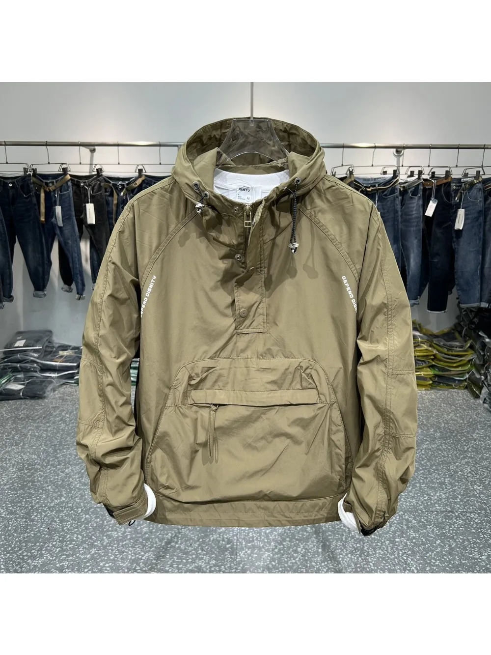 Men's Trench Coats Autumn Cargo Big Hood Hooded Top Zipper Pocket Cover Storm Jacket Wearresistant Waterproof Casual Loose Coat 231012