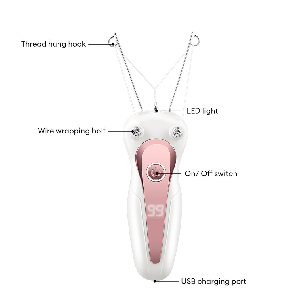 Epilator CkeyiN Cotton Thread Epilator For Women USB Rechargeable Female Body Leg Face Electric Epilator Mini Hair Remover For Ladies 231013