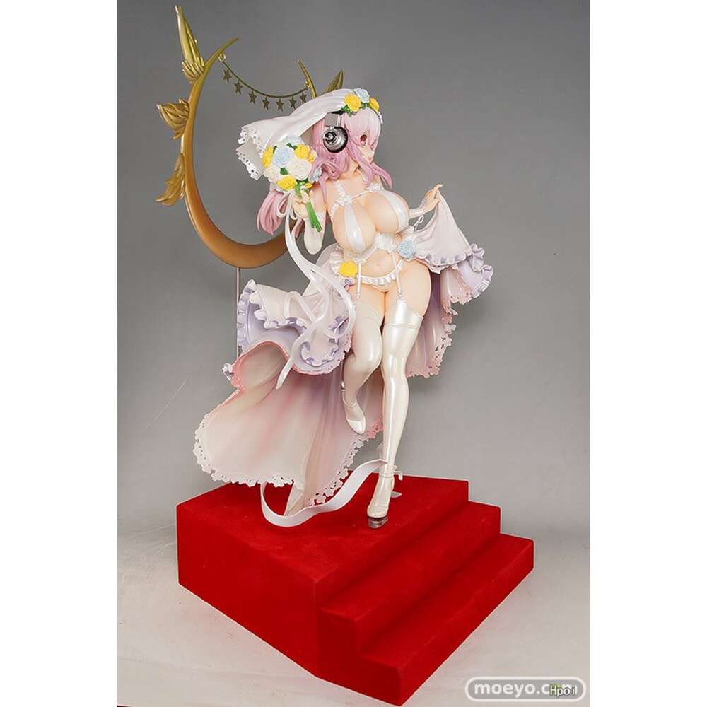 Mascot Costumes 24cm Anime Figure Super Sonico Sexy Wedding Dress Deluxe Standdiing Model Dolls Toy Gift Collect Boxed Ornament Pvc Material
