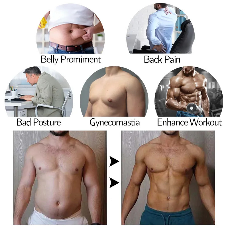 Waist Tummy Shaper Mens Body Shaper Compression Vest Abdomen Shapewear Tummy Slimming Sheath Gynecomastia Shapers Corset Waist Trainer Fajas Tops 2310