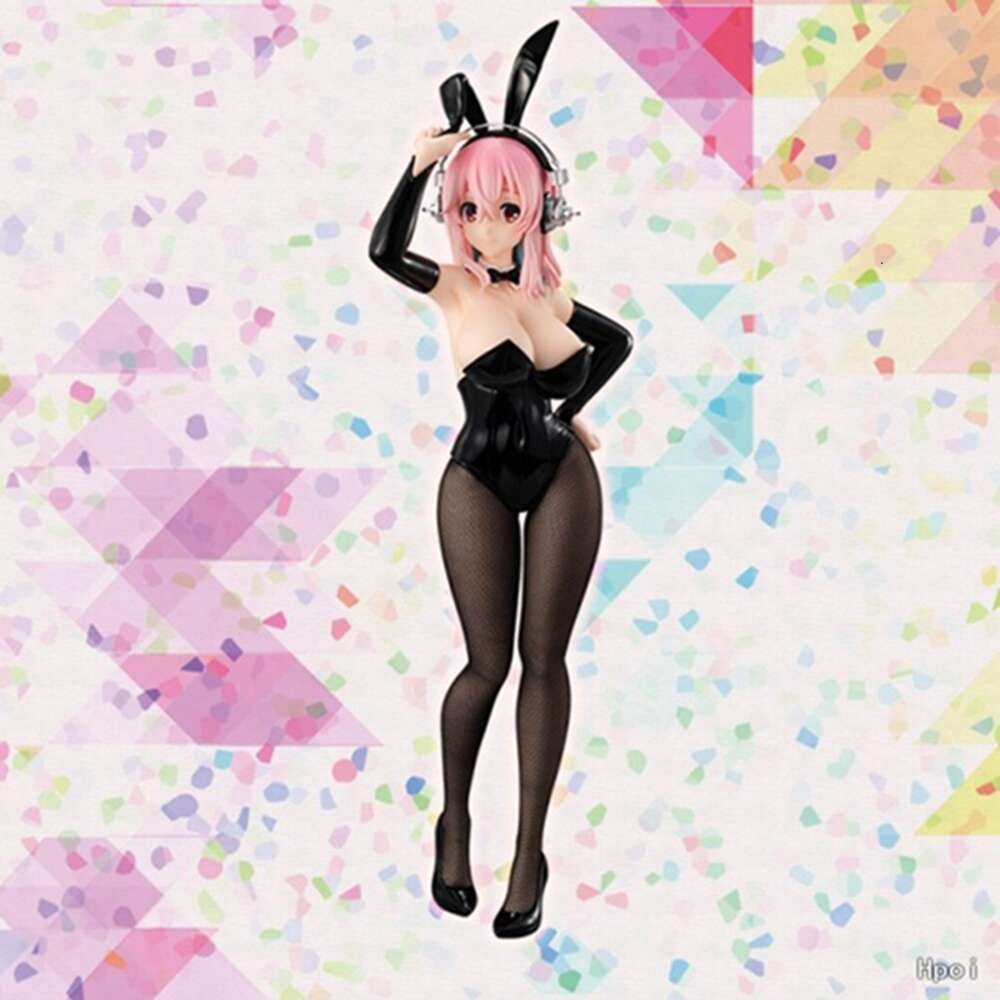 Mascot Costumes Genuine 28cm Anime Sexy Figure Supersonico Toy Black Bunny Girl Lead Singer Standing Decoration Model Dolls Toy Gift Collect Pvc
