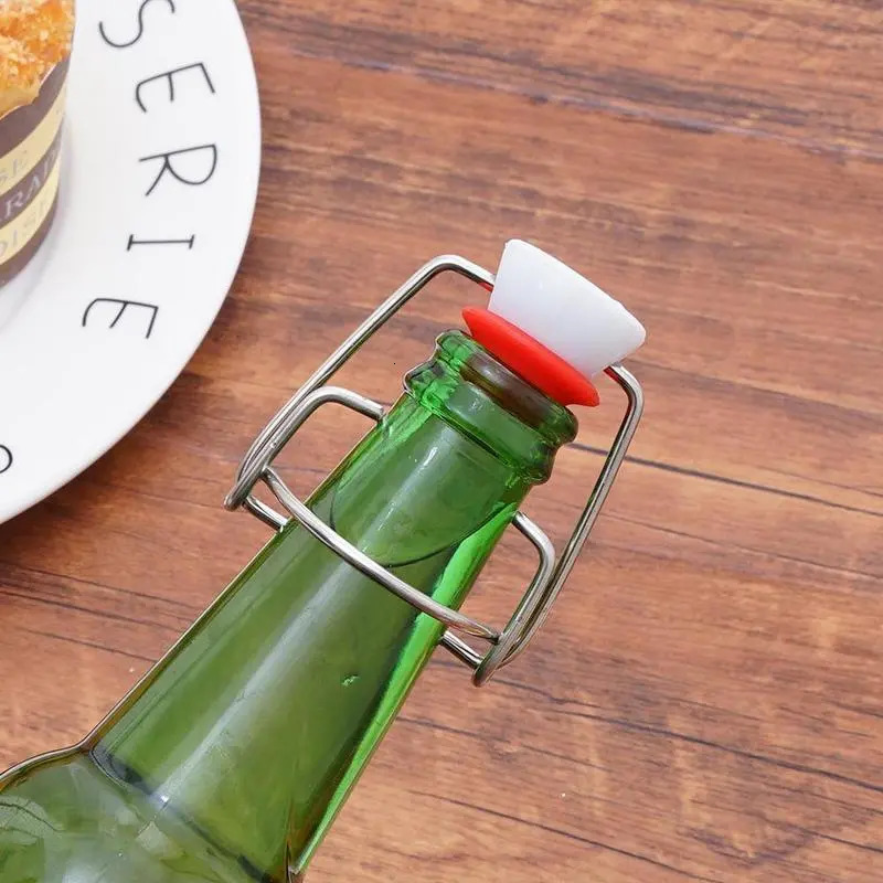 Bar Tools 1pcs Reusable Silicone Seal Swing Caps Flip Top Stoppers Home Brewing Wine Beer Bottle Stoppers Clamps 231013