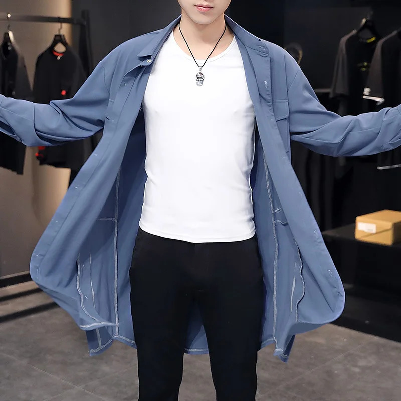 Men's Trench Coats DYB ZACQ Windbreaker male spring and autumn long coat Korean highgrade lapel kneelength big size 231012