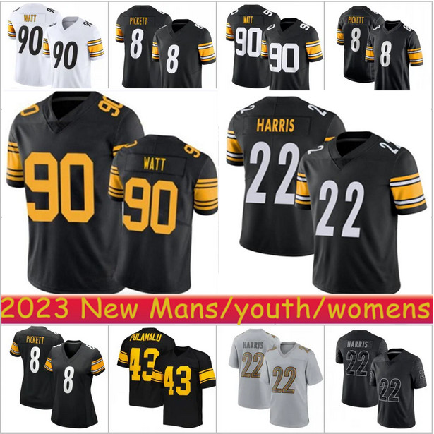 Kenny Pickett Football Jersey pittsburghs TJ Watt steelers Najee Harris George Pickens Joey Porter Kids Minkah Fitzpatrick mens women youth Jerseys stitched