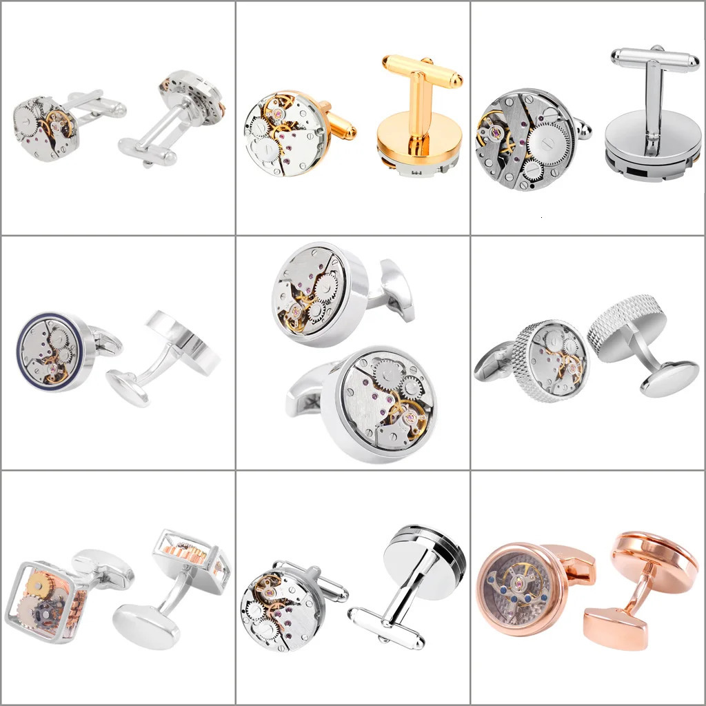 Cuff Links SAVOYSHI Watch Movement Cufflinks For Mens High Quality Metal Gears Cuff Buttons Round Cuff Links Gift Drop 231012