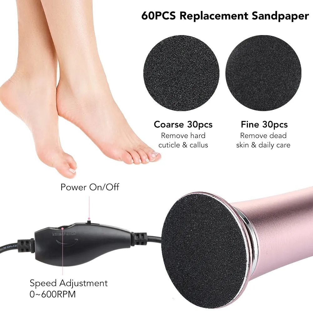 Foot Rasps Electric Foot Callus Remover Foot Care File Leg Heels Remove Dead Skin Pedicure Tool Set and Replacement Sandpaper 231013