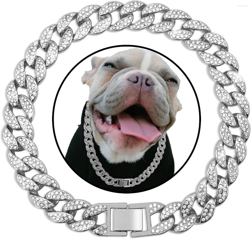 Dog Collars: urious Dia Collar | Sier & Gold Metal Chain Cuban ks for Beloved Pets dh911125171