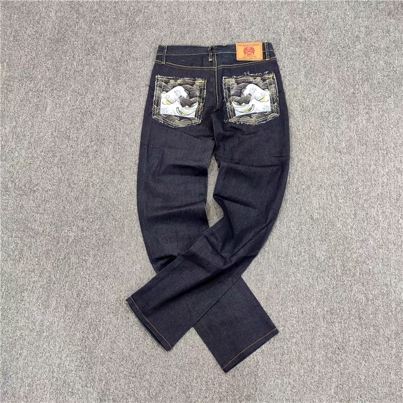 2023 Original 8XX straight straight wild classic primary color denim long trousers button embroidery pure jeans trendy men 38-44