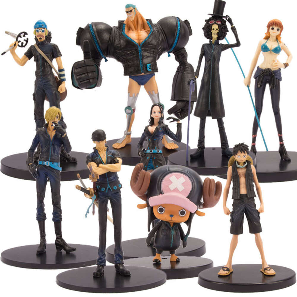 Mascot Costumes One Piece Anime Figure Black Clothes Theater Version of Luffy Zoro Sanji Francine Nami Action Figure Pvc Collection Model Toys