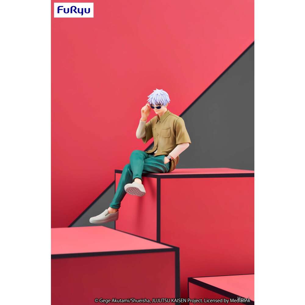 Mascot Costumes Genuine 15cm Figure Anime Jujutsu Kaisen Gojo Satoru Sunglasses Sitting Pressed Noodles Model Dolls Toy Gift Collect Boxed Pvc