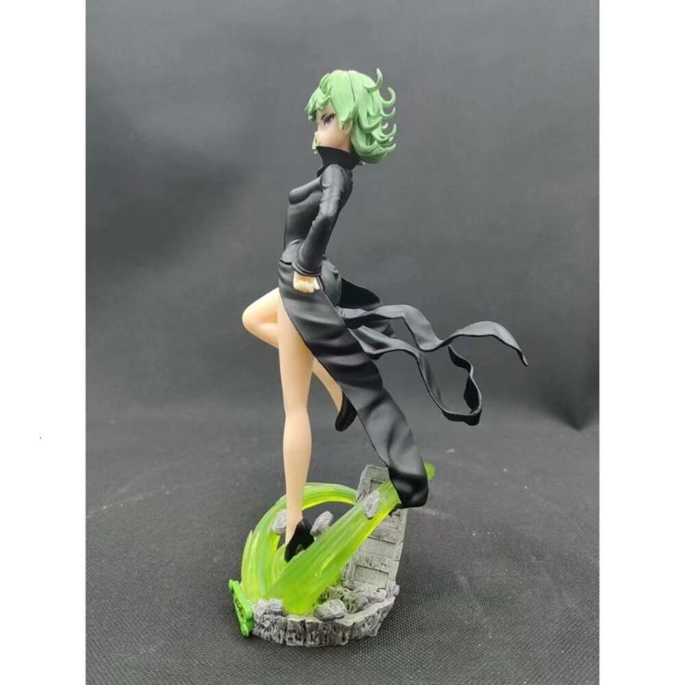 Mascot Costumes 22cm Figure Anime One Punch-man Tatsumaki Shivering Sexy Black Dress Standding Pose Dolls Toy Gift Collect Pvc Material