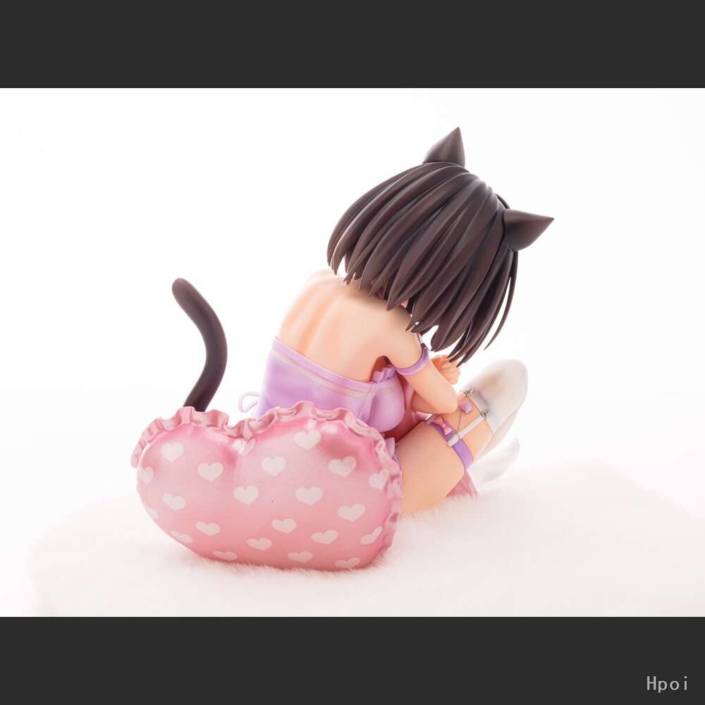 Mascot Costumes 14cm Anime Figure Ayaka Sauce Sexy Pamas Cat Ear Tail Kneeling Model Dolls Toy Gift Collect Boxed Ornament Pvc Material