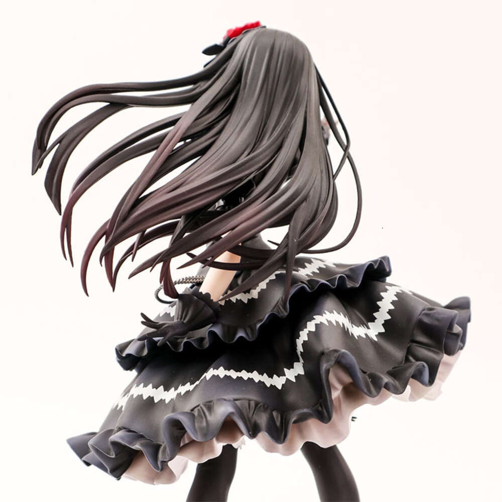 Mascot Costumes 23cm Anime Figure Tokisaki Kurumi Japanese Date A Live Retro Black Dress Stand Model Dolls Toy Gift Collect Boxed Ornaments Pvc