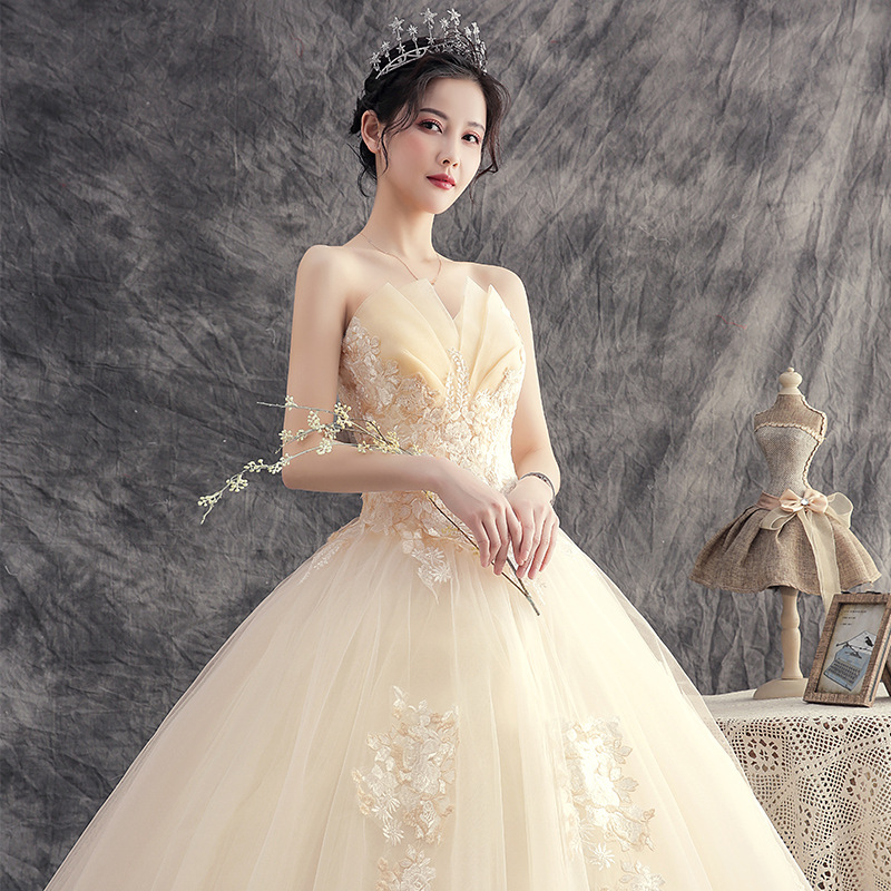 Wedding Dresses Champagne Color Off Shoulder bridal gown new style Wedding Boutiques