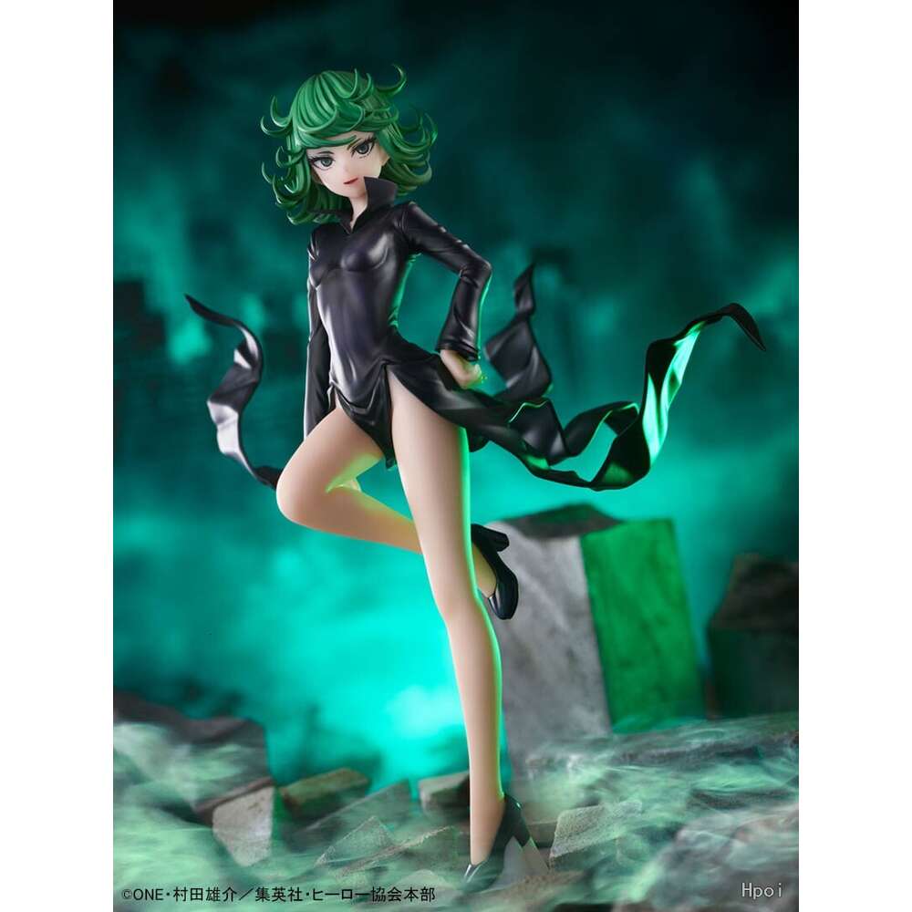 Mascot Costumes 22cm Figure Anime One Punch-man Tatsumaki Shivering Sexy Black Dress Standding Pose Dolls Toy Gift Collect Pvc Material