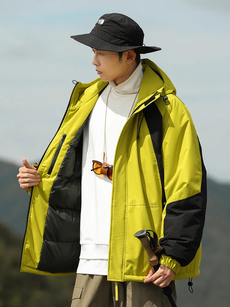 Men's Down Parkas 2023 Winter Thick and Warm Cotton Padded Jackets Unisex Couples Water Repellent Hooded Windbreaker Thermal Coat 231012